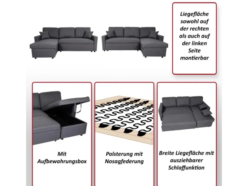 Discount MCW Ecksofa mit Bettkasten L17 Beige