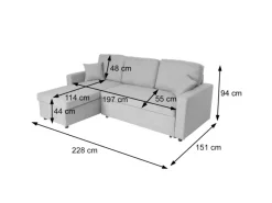Discount MCW Ecksofa mit Bettkasten L17 Beige