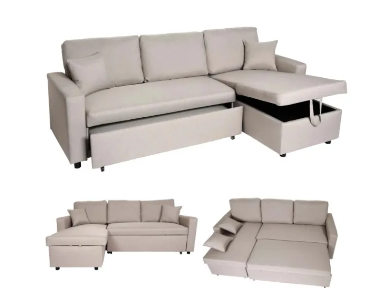 Discount MCW Ecksofa mit Bettkasten L17 Beige
