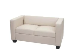 Sale MCW 2er Sofa Lille Leder Creme Cremeweiß