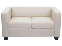 Sale MCW 2er Sofa Lille Leder Creme Cremeweiß