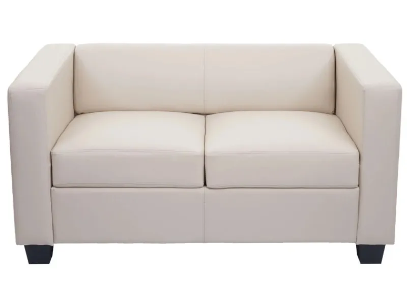 Sale MCW 2er Sofa Lille Leder Creme Cremeweiß
