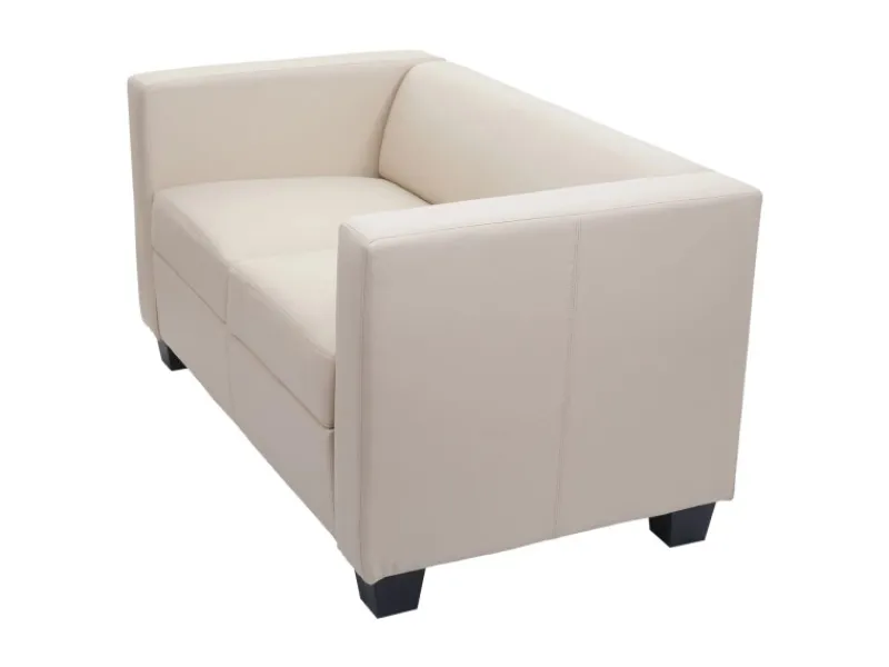 Sale MCW 2er Sofa Lille Leder Creme Cremeweiß