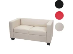 Sale MCW 2er Sofa Lille Leder Creme Cremeweiß