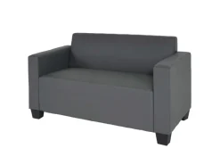 Outlet MCW 2er Sofa Moncalieri Kunstleder Dunkelgrau