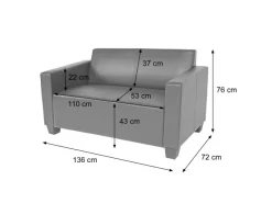 Outlet MCW 2er Sofa Moncalieri Kunstleder Dunkelgrau