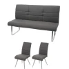 Outlet MCW Esszimmer-Set G55Bank Küchenstuhl Stuhl Grau-Braun Bank 180cm