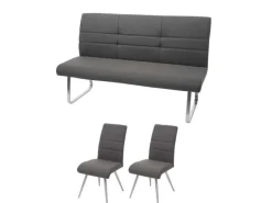 Outlet MCW Esszimmer-Set G55Bank Küchenstuhl Stuhl Grau-Braun Bank 180cm