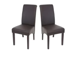 Clearance MCW Esszimmerstuhl Cesena 2er Set Kunstleder Matt Dunkle Füße Braun