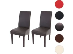 Clearance MCW Esszimmerstuhl Cesena 2er Set Kunstleder Matt Dunkle Füße Braun