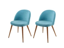 Clearance MCW Esszimmerstuhl D53 2er-Set Samt Türkis