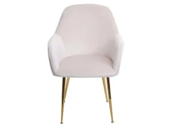 Best MCW Esszimmerstuhl F18 6er-Set Samt Creme-Weiß Goldene Beine Cremeweiß