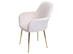 Best MCW Esszimmerstuhl F18 6er-Set Samt Creme-Weiß Goldene Beine Cremeweiß