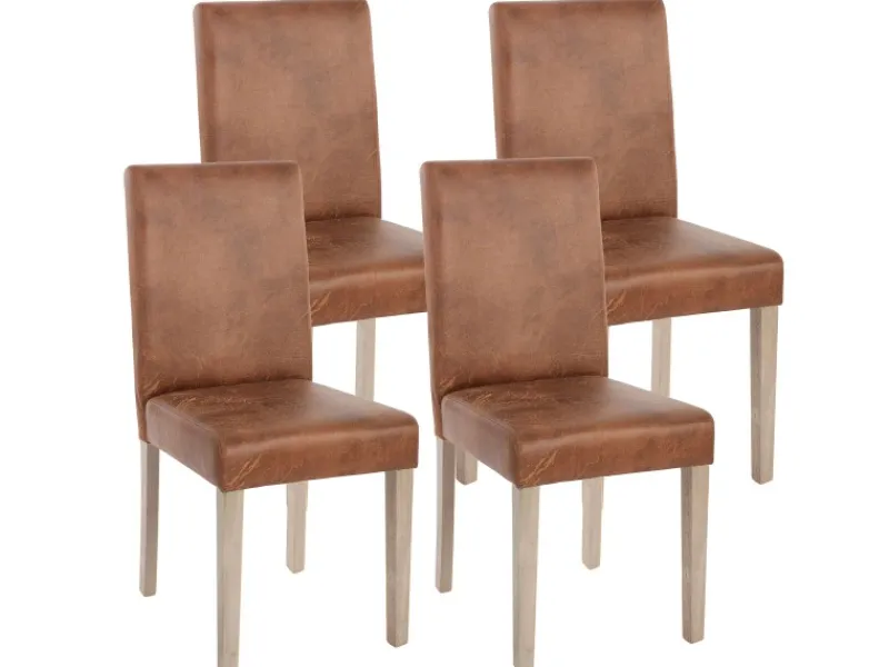 Best MCW Esszimmerstuhl Littau Textil 4er-Set Textil Wildlederimitat Beine Struktur - Eiche Braun