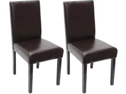 Online MCW Esszimmerstuhl Littau 2er-Set Leder Dunkle Beine Braun