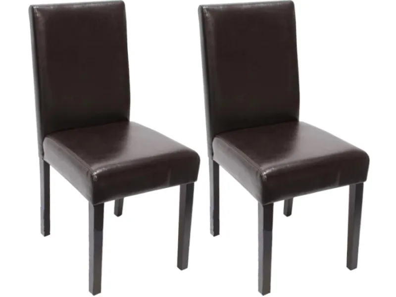 Online MCW Esszimmerstuhl Littau 2er-Set Leder Dunkle Beine Braun