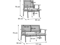 Clearance MCW Garten-Garnitur MVG-N46 4-teilig Kissen Creme Cremeweiß