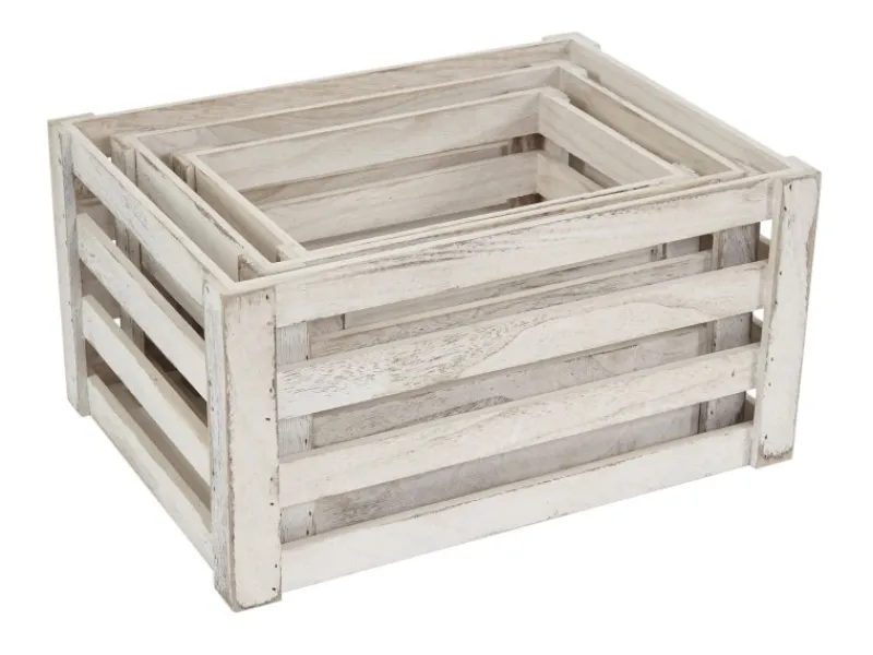 Sale MCW Holzkiste C56 3er-Set Shabby Weiß