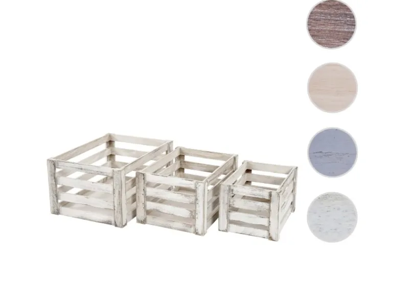 Sale MCW Holzkiste C56 3er-Set Shabby Weiß