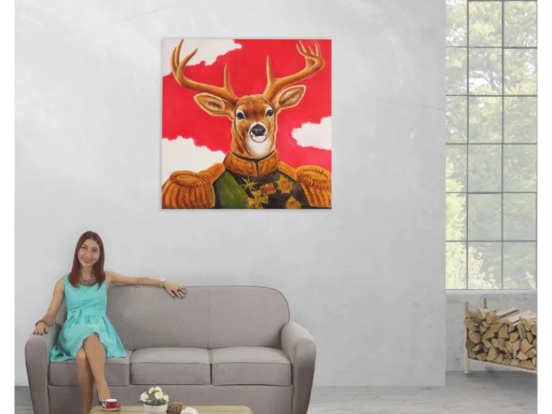 MCW Ölgemälde Hirsch Handgemalt