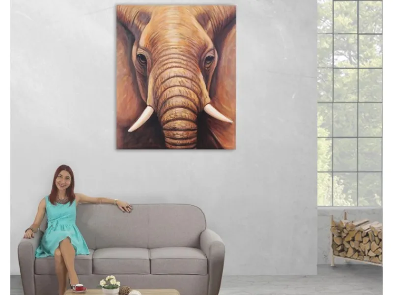 MCW Ölgemälde Nahaufnahme Elefant Handgemalt