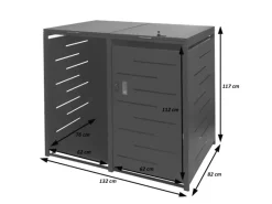 Outlet MCW Mülltonnenverkleidung E83-B Anthrazit Stahl 117x132x82cm