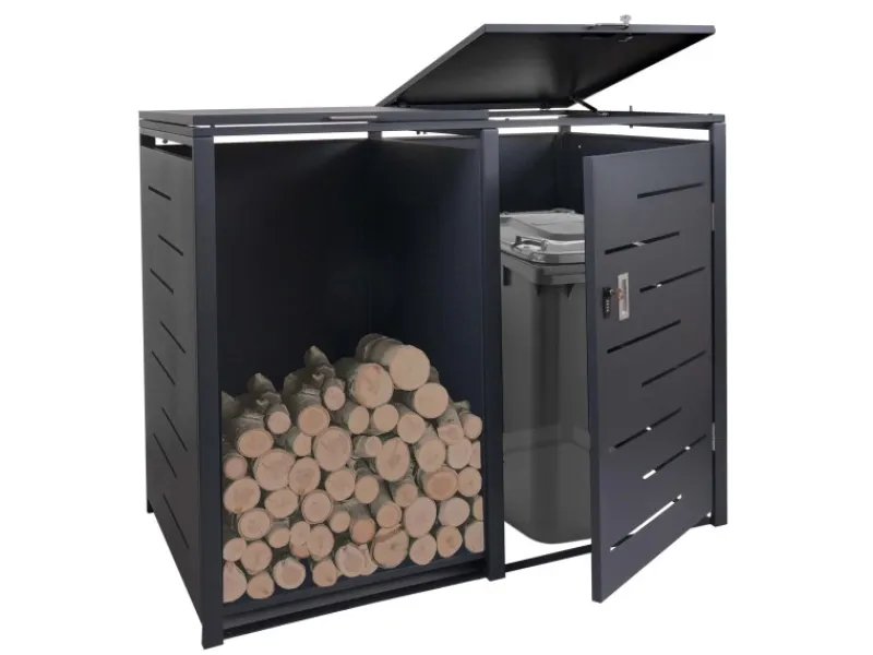 Outlet MCW Mülltonnenverkleidung E83-B Anthrazit Stahl 117x132x82cm