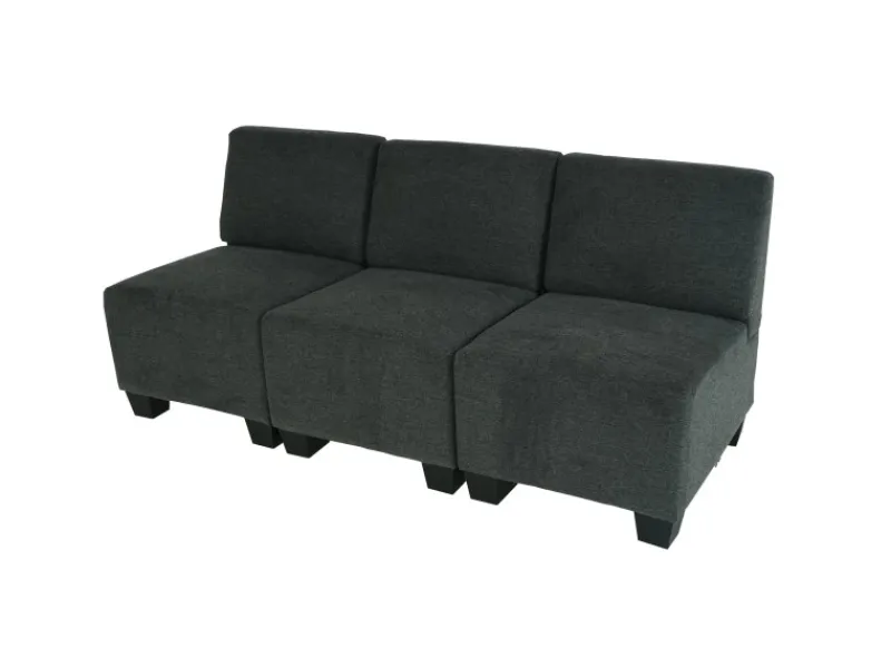 Hot MCW Modular 3-Sitzer Sofa Couch Moncalieri -Grau ohne Armlehnen Anthrazit