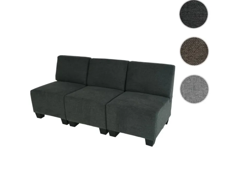 Hot MCW Modular 3-Sitzer Sofa Couch Moncalieri -Grau ohne Armlehnen Anthrazit