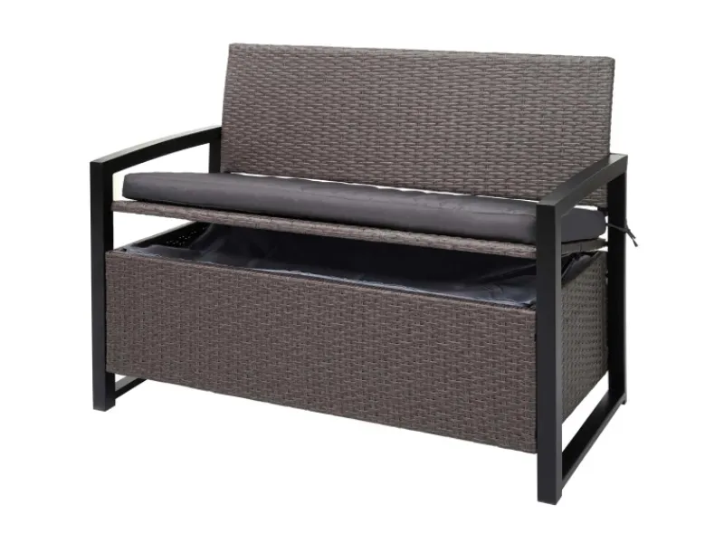 MCW Poly-Rattan 2er Sitzbank F39 -meliert Kissen