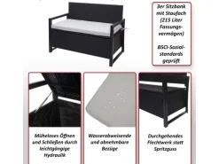 MCW Poly-Rattan 2er Sitzbank F39 -meliert Kissen