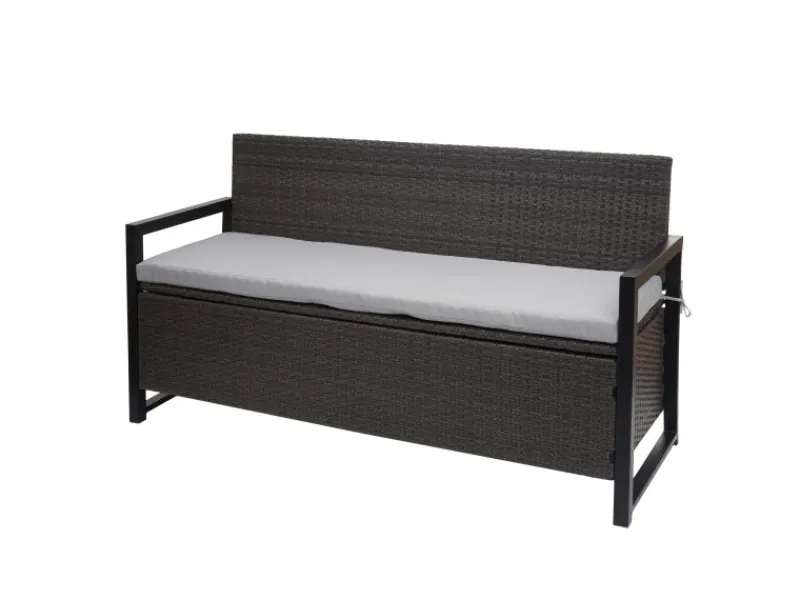 Outlet MCW Poly-Rattan 3er Sitzbank F39 Kissen Grau