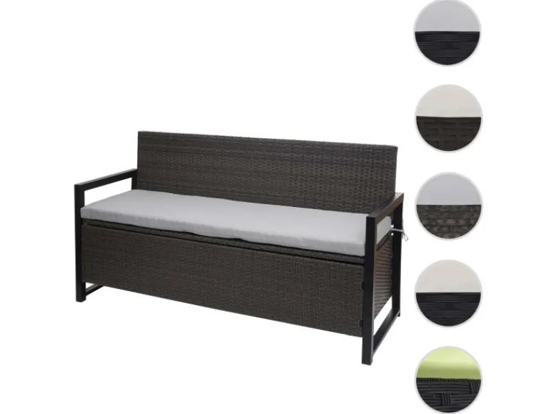 Outlet MCW Poly-Rattan 3er Sitzbank F39 Kissen Grau