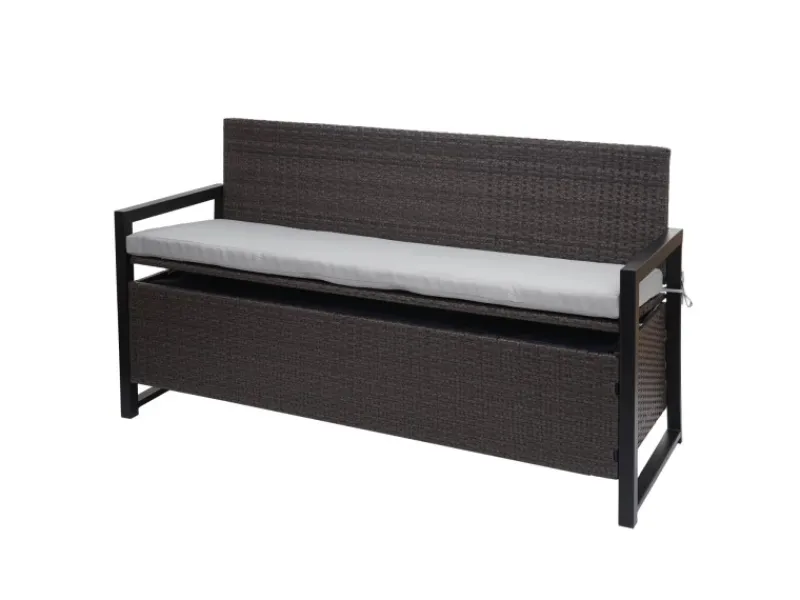 Outlet MCW Poly-Rattan 3er Sitzbank F39 Kissen Grau