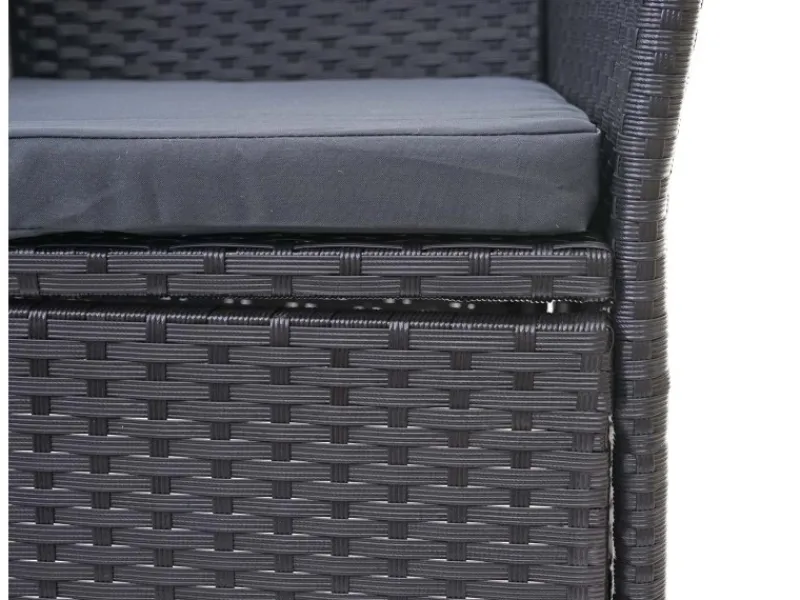 Online MCW Poly-Rattan Sitzbank mit Tisch E24 Kissen Dunkelgrau Schwarz