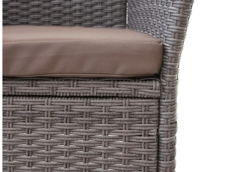 MCW Poly-Rattan Sitzbank mit Tisch E24 Kissen Creme