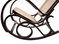 Outlet MCW Schaukelstuhl Gallarate Rattan Walnuss-Optik