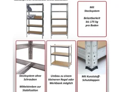 Sale MCW Schwerlastregal E33 Verzinkt 200x120x60cm Silbergrau