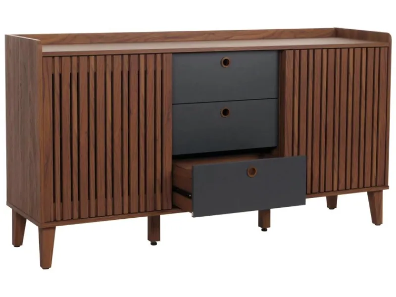 MCW Sideboard M48 -Optik Schubladen Dunkelgrau