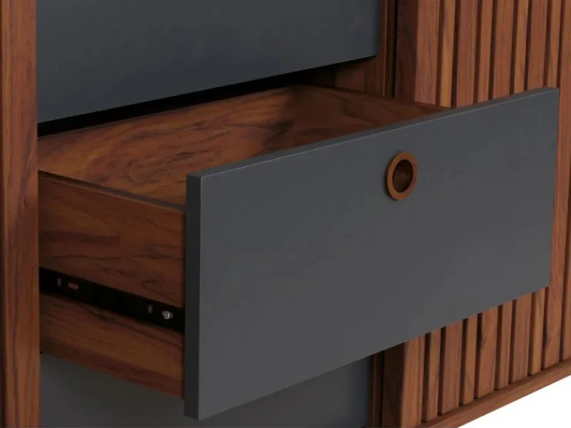 MCW Sideboard M48 -Optik Schubladen Dunkelgrau