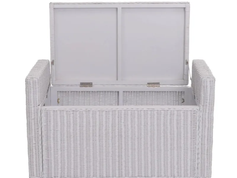 Clearance MCW Sitzbank Genua Rattan Staufach Weiß