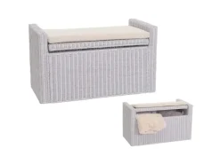 Clearance MCW Sitzbank Genua Rattan Staufach Weiß
