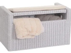 Clearance MCW Sitzbank Genua Rattan Staufach Weiß