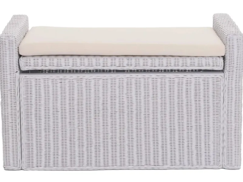 Clearance MCW Sitzbank Genua Rattan Staufach Weiß