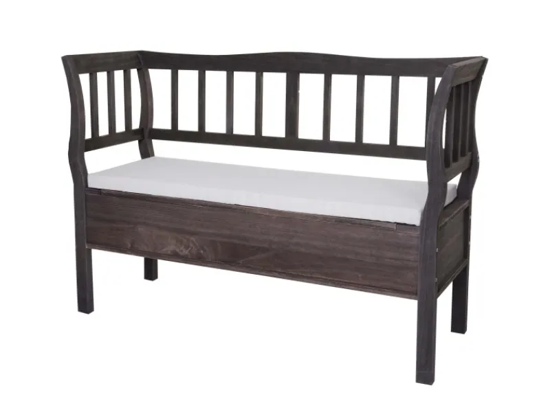 MCW Sitzbank H207 Staufach Shabby-Look Grau-Braun Shabby