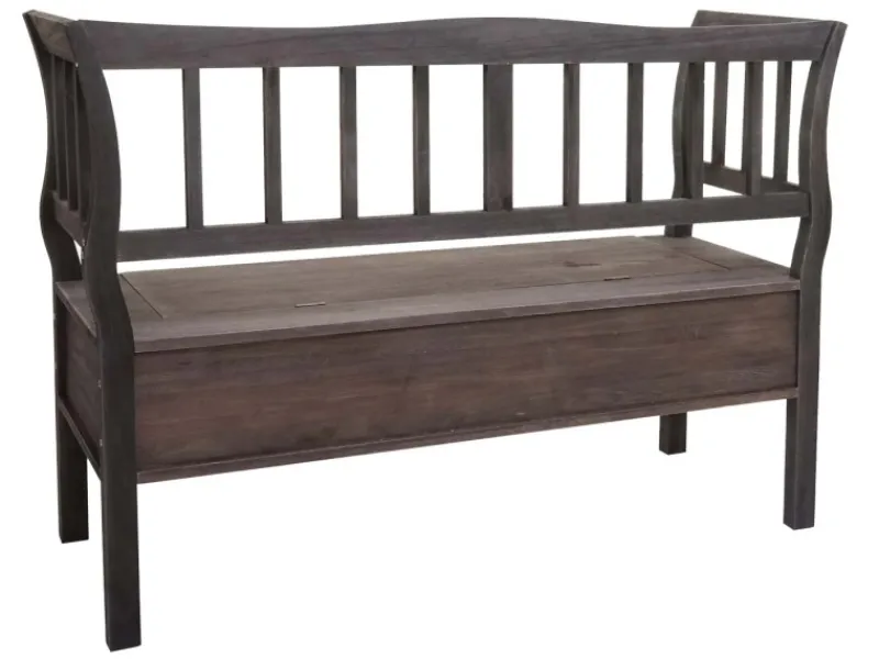 MCW Sitzbank H207 Staufach Shabby-Look Grau-Braun Shabby