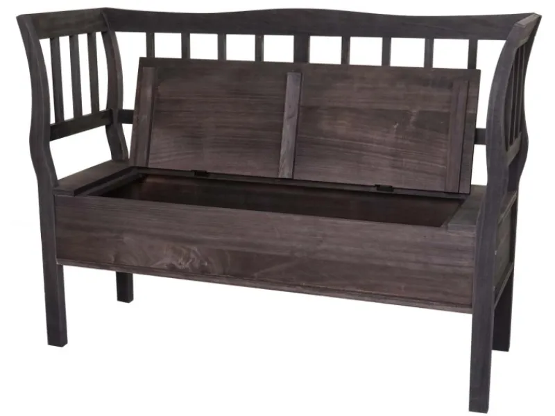 MCW Sitzbank H207 Staufach Shabby-Look Grau-Braun Shabby