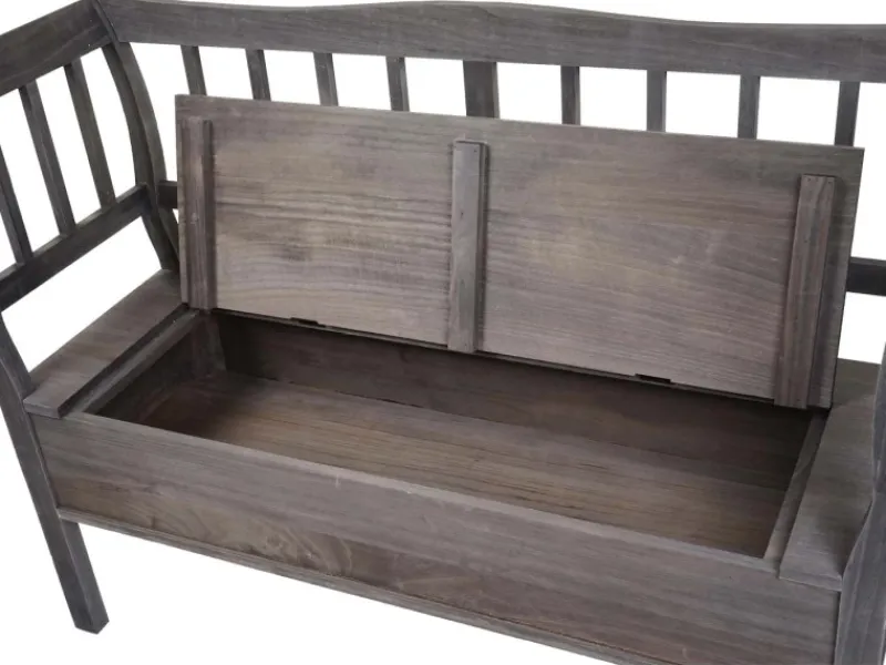 MCW Sitzbank H207 Staufach Shabby-Look Grau-Braun Shabby