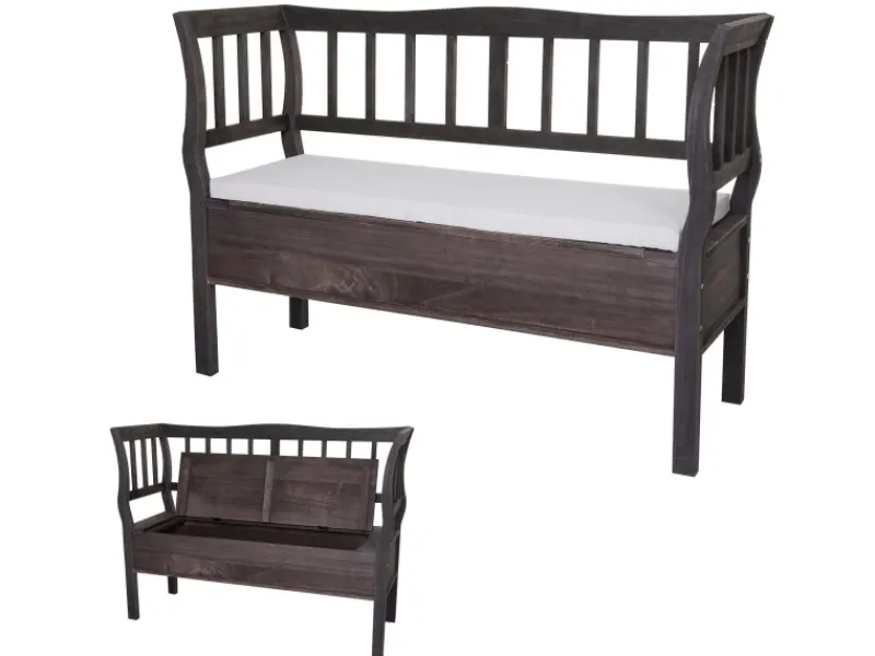 MCW Sitzbank H207 Staufach Shabby-Look Grau-Braun Shabby