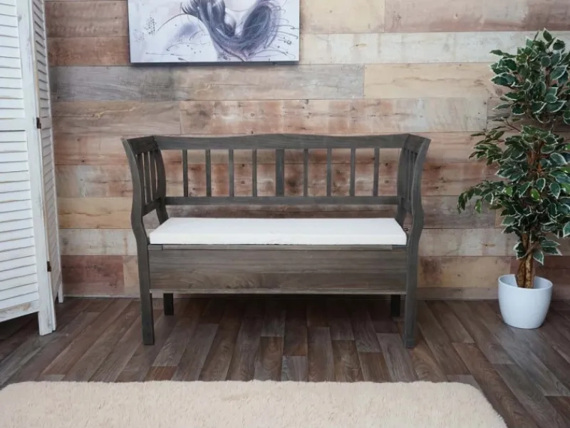 MCW Sitzbank H207 Staufach Shabby-Look Grau-Braun Shabby